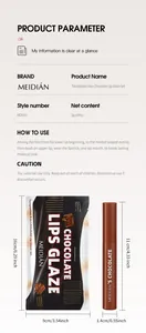 Detailed specifications for Meidian chocolate matte lip glaze set with dimensions