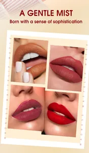 Close-up detail of 4-in-1 matte lipstick pen showing four vibrant shades on lips for daily makeup