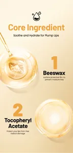 Close-up of nourishing lip balm ingredients including natural beeswax and tocopheryl acetate
