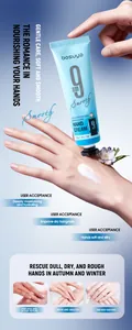 Detailed view of Bosuya hand cream application on skin for moisturizing effect