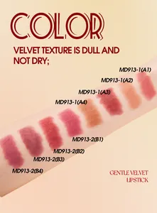 Detailed arm swatches showing eight vibrant shades of MEIDIAN 4-in-1 velvet matte lipstick pen.
