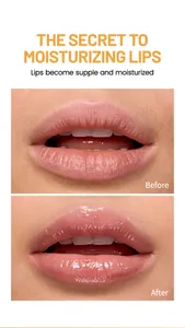 Before and after comparison of hydrating lip balm for supple and glossy smooth lips