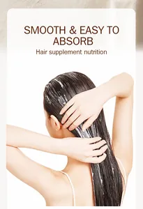 Model applying nourishing hair supplement for smooth and easy absorption on long hair.