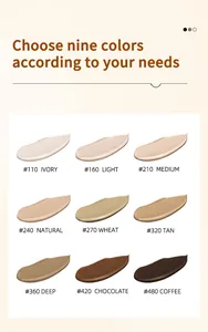 Professional Bosuya foundation shade guide featuring nine tones from ivory to coffee