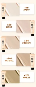 Bosuya BB cream texture smears and shade guide from #110 Ivory to #270 Wheat palette.