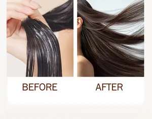 Side-by-side before and after comparison showing smooth and shiny hair treatment results