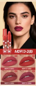 Detail swatches and model view of 4-in-1 matte lipstick pen in four popular shades