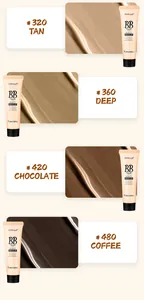 Bosuya long-lasting moisturizing BB cream concealer in four deep shades with texture swatches.