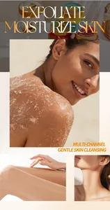 Vista detallada de la textura del exfoliante corporal BOSUYA y resultados para una piel muy suave.