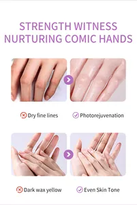 Effect comparison showing hand cream improving dry lines and skin tone for smooth hands