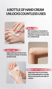 Guide d'utilisation de la crème mains : soin quotidien, soin articulaire et masque mains.
