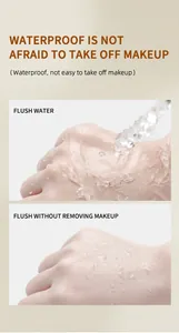 Demonstration of waterproof foundation showing resistance to water flushing on skin.
