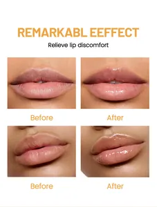 Before and after comparison of hydrating lip balm effect on dry and smooth lips