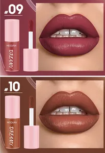 Detailed swatches of matte lip glaze shades #09 and #10 with application effect