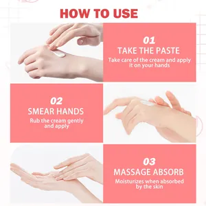 Detailed three-step application guide for Bosuya moisturizing and refreshing hand cream