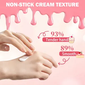 Close-up detail of Bosuya hydrating hand cream texture on skin, non-stick formula