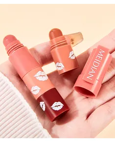 Detail shot of the MEIDIAN 4-in-1 stackable matte lipstick pen in multiple shades.