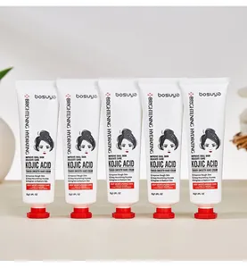 Cinq tubes de crème mains Bosuya à l'acide kojique pour hydratation et éclat de peau.