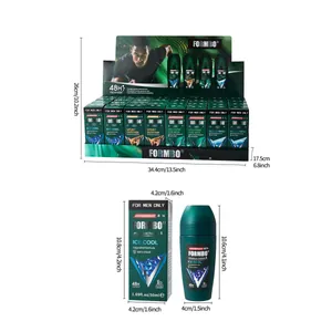 FORMBO 50ml men's roll-on antiperspirant with display box dimensions shown