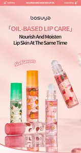 Bosuya roll-on lipolie set met zes smaken voor hydraterende en voedende lippenverzorging