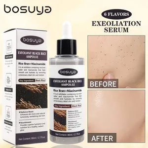 Detalle del sérum exfoliante de arroz negro Bosuya con resultados de antes y después.