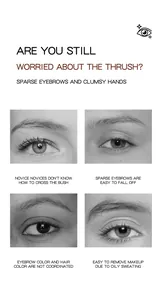 Nahaufnahme von spärlichen Augenbrauen zur Verdeutlichung von Make-up-Problemen