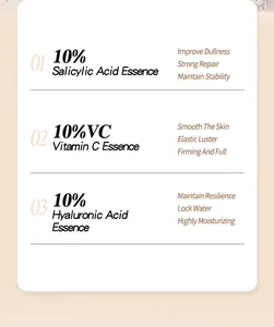 Gedetailleerde voordelen van 10% salicylzuur, vitamine C en hyaluronzuur essenties