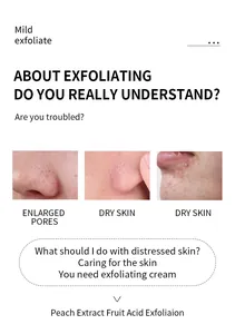 Primer plano de poros agrandados y piel seca para detalles de crema exfoliante