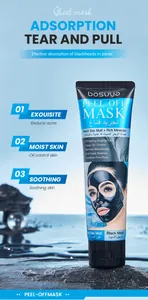 Close-up detail of Bosuya peel-off mask tube with minerals for deep pore cleansing