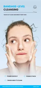 Model applying Vitamin B5 and Salicylic Acid oil control facial cleanser foam