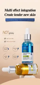 Gedetailleerd overzicht van Bosuya Hyaluronzuur en Vitamine C essence met druppels