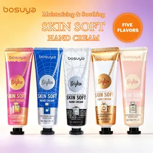 Lot de cinq crèmes mains hydratantes Bosuya en tubes colorés avec différents parfums au choix