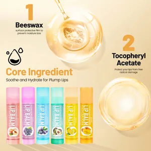 Bosuya 6-piece moisturizing lip balm set with beeswax and vitamin E core ingredients