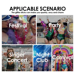 Vista detallada de aplicación de barra de purpurina para festivales y fiestas alegres