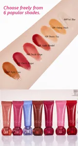 Sette tonalità di lucidalabbra bosuya Jelly Lip Gloss sulla pelle e linea di tubetti
