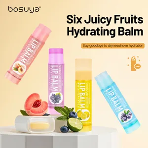 Bosuya hydrating lip balm set with six fruit flavors for smooth moisturized lips