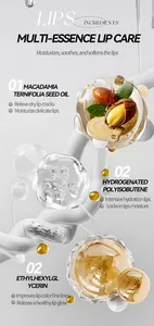 Detailansicht der Inhaltsstoffe von Lippenpflegeöl mit Macadamianussöl und Feuchtigkeit