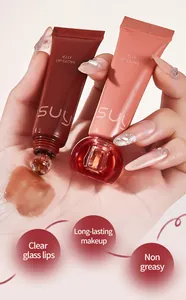 Detail view of moisturizing jelly lip gloss in tubes for clear glass lips