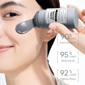 Model applying Bosuya Alaska Volcano Pore Clay Stick to reduce acne and tighten pores