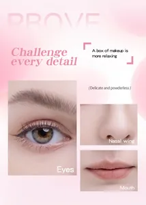 Primo piano dell'effetto della cipria fissante su occhi, naso e labbra per un look top.