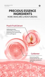 Detalle que muestra extracto de melocotón y carbómero en exfoliante corporal hidratante