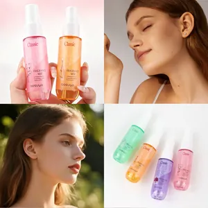 Detail view showing four vibrant colors of Bosuya long-lasting fragrance mist spray