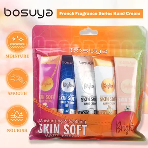 Détail du coffret de crèmes mains Bosuya présenté dans sa pochette zippée souple