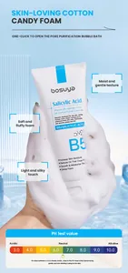 Close-up of Salicylic Acid facial cleanser with rich foam and PH test results