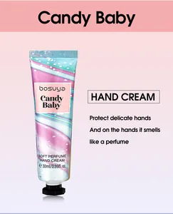 Κοντινό πλάνο κρέμας χεριών bosuya Candy Baby με άρωμα σε σωληνάριο 30ml