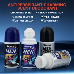 Bosuya men's roll-on deodorant set with 48h protection and various fresh scents