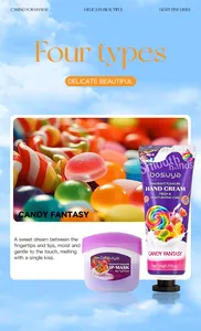 Dettaglio del set crema mani e maschera labbra bosuya Candy Fantasy con grafiche dolci