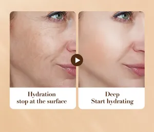 Hydratatie-effect vergelijking op gezichtshuid met minder rimpels en gladdere textuur