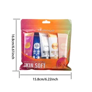 Vue détaillée du coffret de crèmes pour les mains Bosuya, dimensions 15,8 cm x 16,8 cm