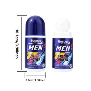Bosuya Men's Antiperspirant Roll-on Deodorant detail showing product dimensions 10.1cm by 3.8cm